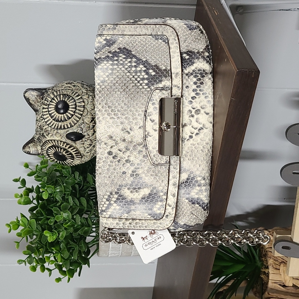 Coach Kristin Embossed Python Leather Wristlet -NWT - Picture 3 of 10